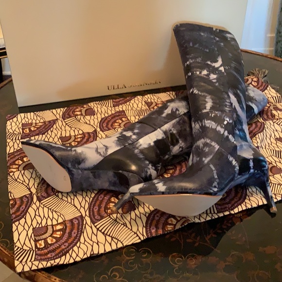 3X HOST PIC ULLA JOHNSON LAMB LEATHER TIE DYE DEVERA BOOT IN INDIGO SIZE 8.5 - Picture 7 of 10